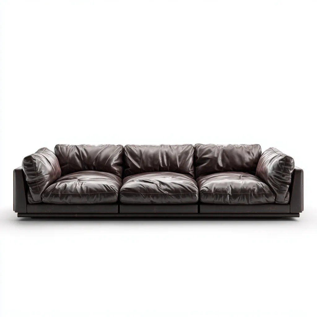 Canapé 3 places en cuir véritable 230x98x85 cm - brun foncé - style contemporain-Homelyio