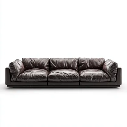 Canapé 3 places en cuir véritable 230x98x85 cm - brun foncé - style contemporain-Homelyio