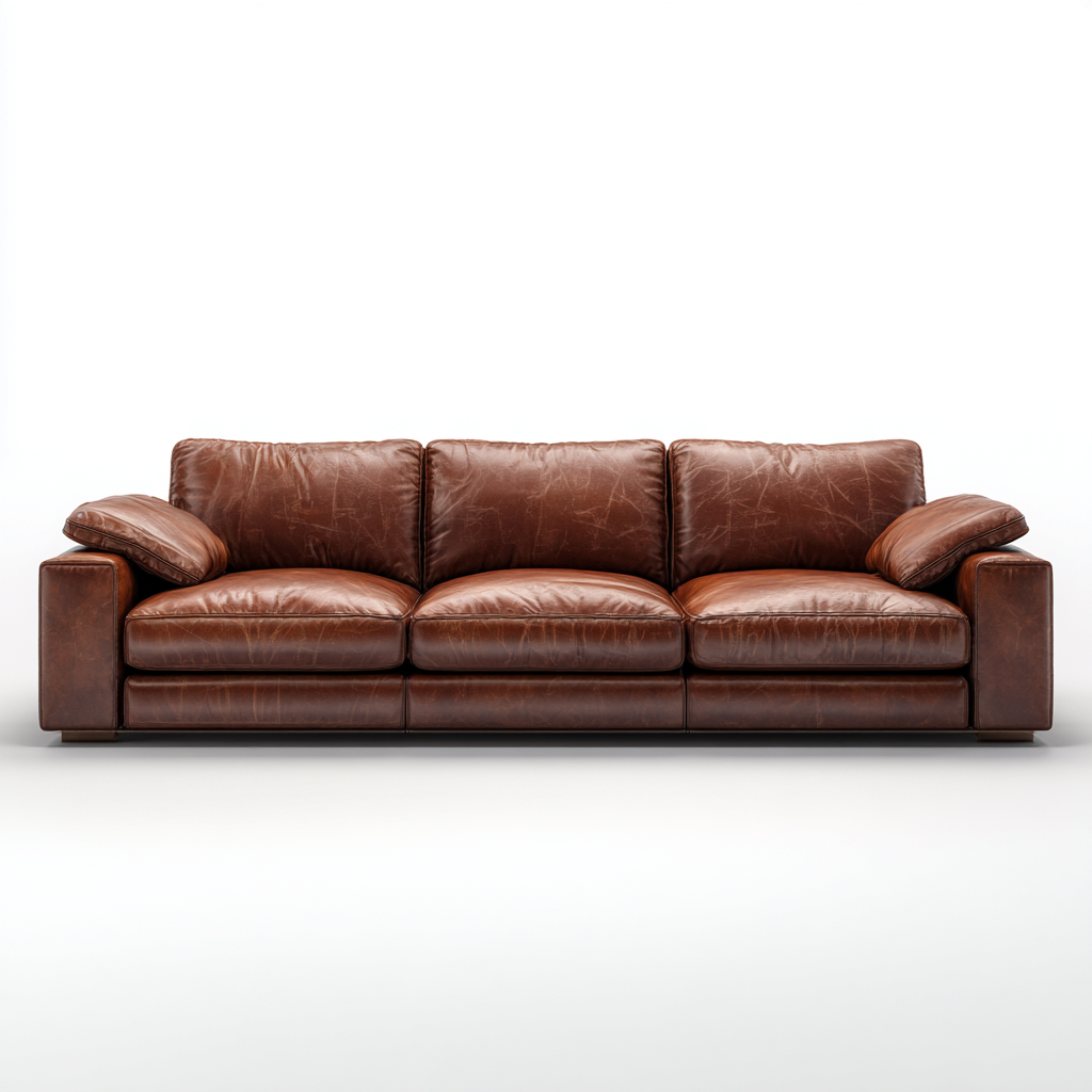 Canapé 3 places en cuir véritable 210x90x85 cm - brun foncé - pour salon - design contemporain confortable-Homelyio