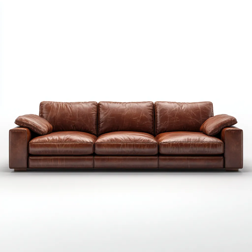 Canapé 3 places en cuir véritable 210x90x85 cm - brun foncé - pour salon - design contemporain confortable-Homelyio