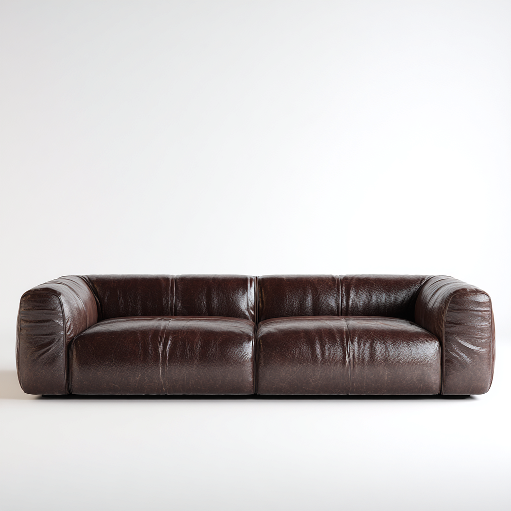 Canapé 3 places en cuir véritable 220x100x72 cm - brun foncé - design moderne pour salon-Homelyio