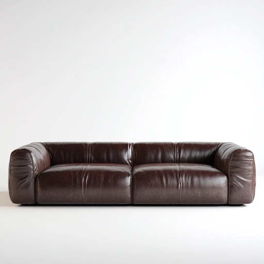 Canapé 3 places en cuir véritable 220x100x72 cm - brun foncé - design moderne pour salon-Homelyio