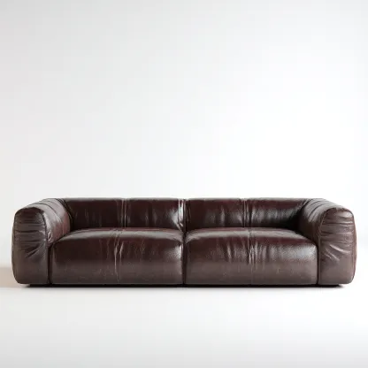 Canapé 3 places en cuir véritable 220x100x72 cm - brun foncé - design moderne pour salon-Homelyio