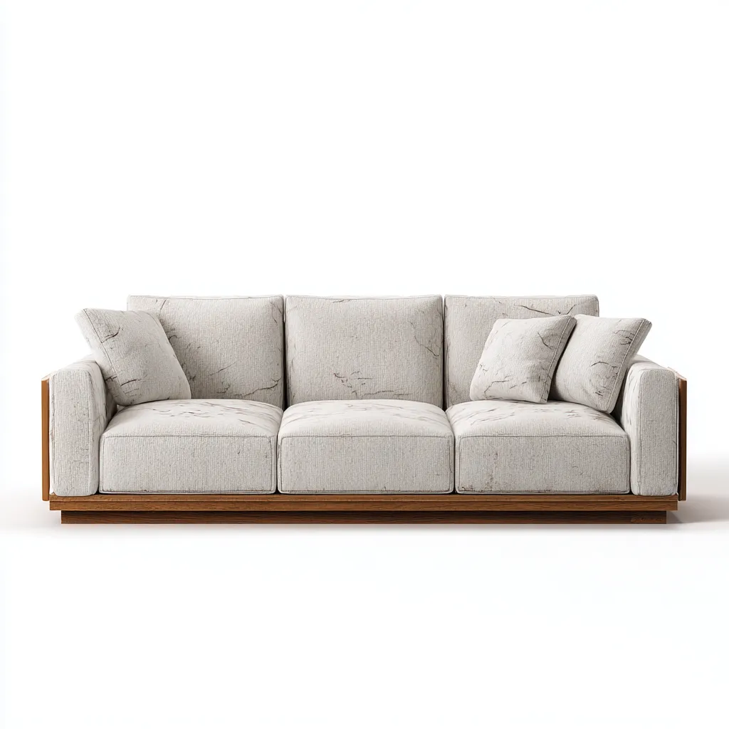 Canapé 3 places en tissu 210x95x85 cm - beige - base en bois style contemporain pour salon-Homelyio