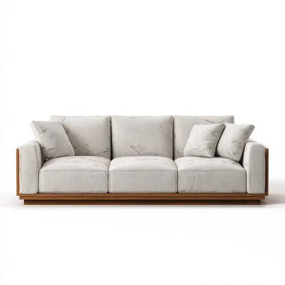 Canapé 3 places en tissu 210x95x85 cm - beige - base en bois style contemporain pour salon-Homelyio