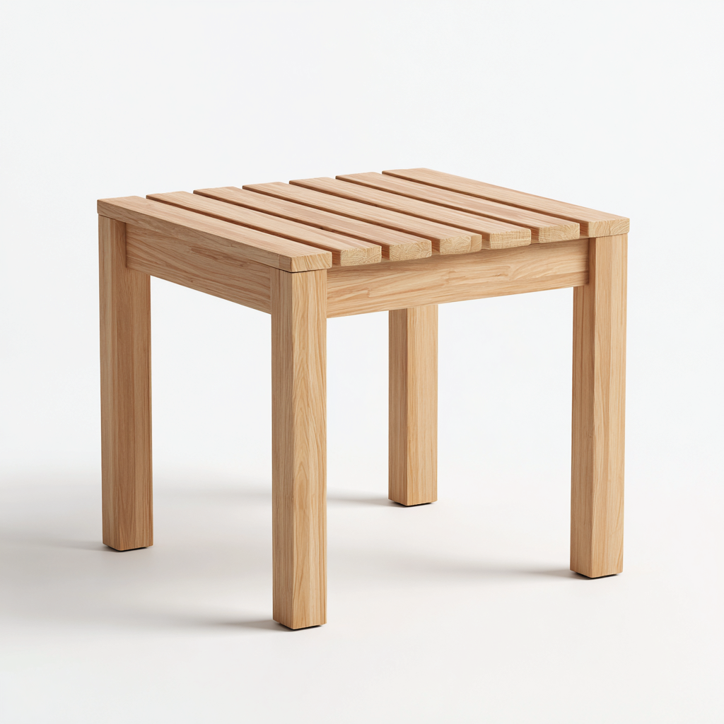 Tabouret en bois massif à assise ajourée 42x42x45 cm - chêne clair - style naturel-Homelyio