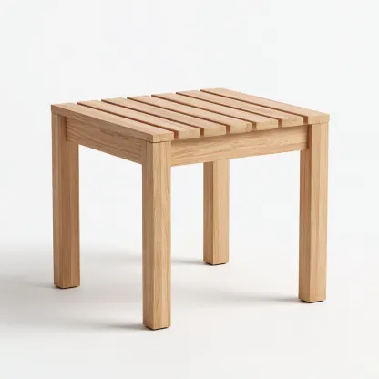 Tabouret en bois massif à assise ajourée 42x42x45 cm - chêne clair - style naturel-Homelyio