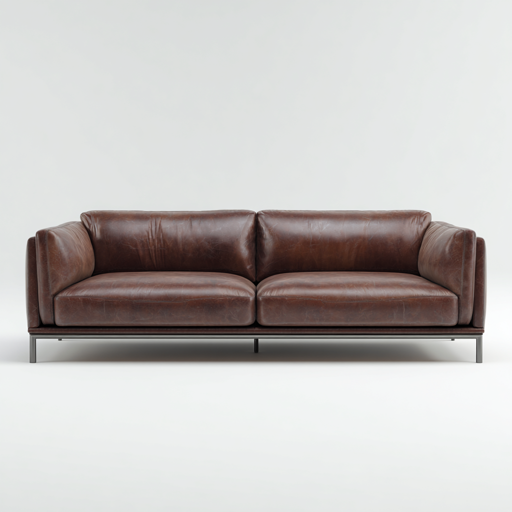 Canapé 3 places en cuir véritable 215x95x85 cm - brun foncé - design contemporain pour salon-Homelyio
