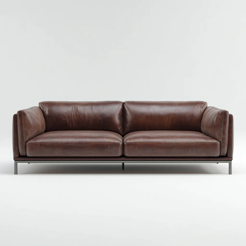 Canapé 3 places en cuir véritable 215x95x85 cm - brun foncé - design contemporain pour salon-Homelyio