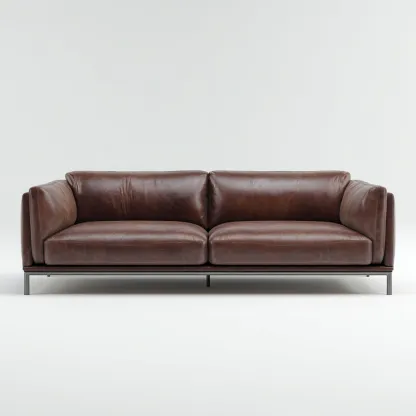 Canapé 3 places en cuir véritable 215x95x85 cm - brun foncé - design contemporain pour salon-Homelyio