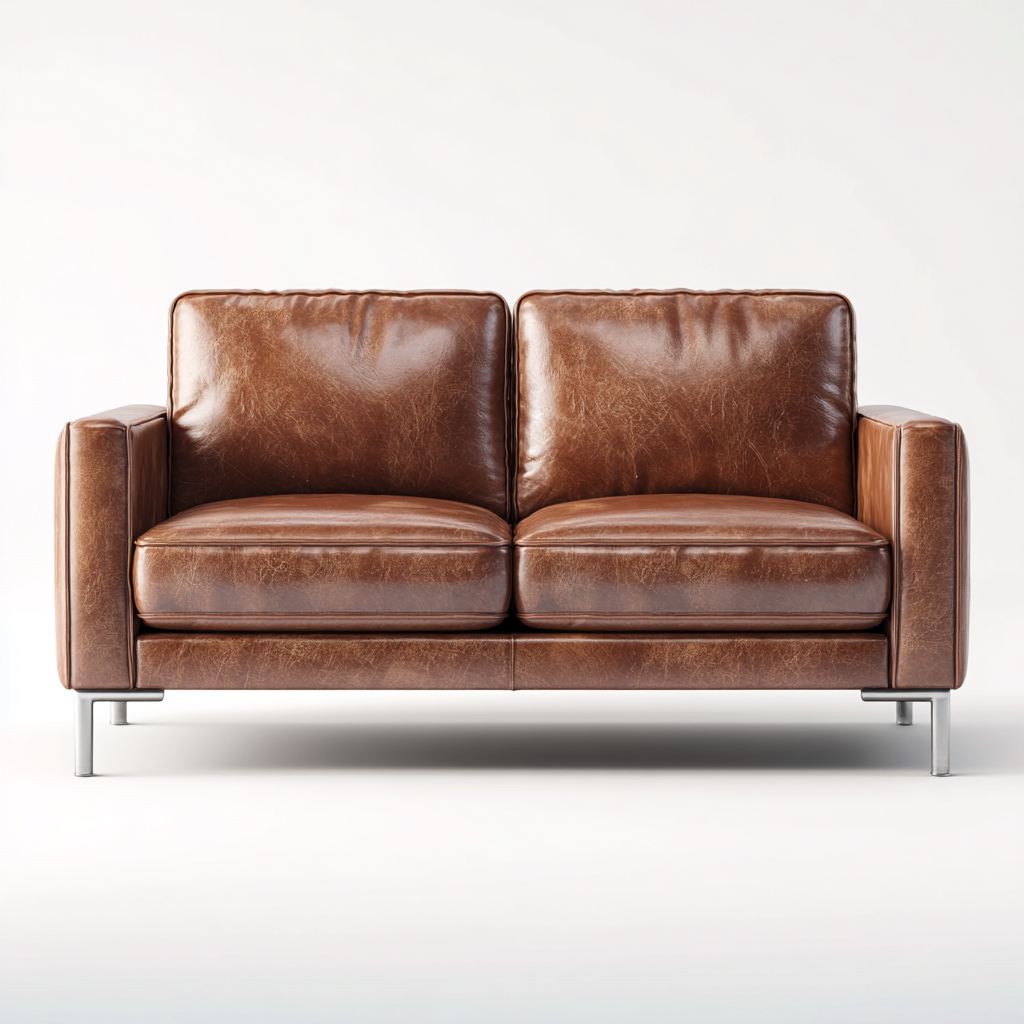 Canapé 2 places en cuir véritable 165x90x85 cm - marron - style moderne-Homelyio