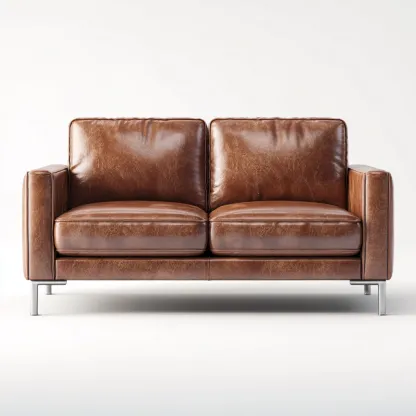 Canapé 2 places en cuir véritable 165x90x85 cm - marron - style moderne-Homelyio