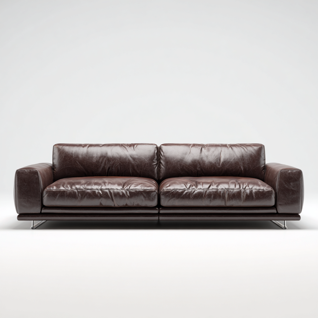 Canapé 3 places en cuir véritable 210x90x85 cm - brun foncé - pour salon - design moderne contemporain-Homelyio