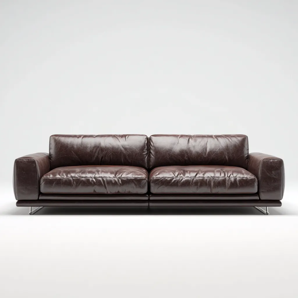 Canapé 3 places en cuir véritable 210x90x85 cm - brun foncé - pour salon - design moderne contemporain-Homelyio