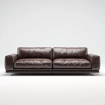 Canapé 3 places en cuir véritable 210x90x85 cm - brun foncé - pour salon - design moderne contemporain-Homelyio