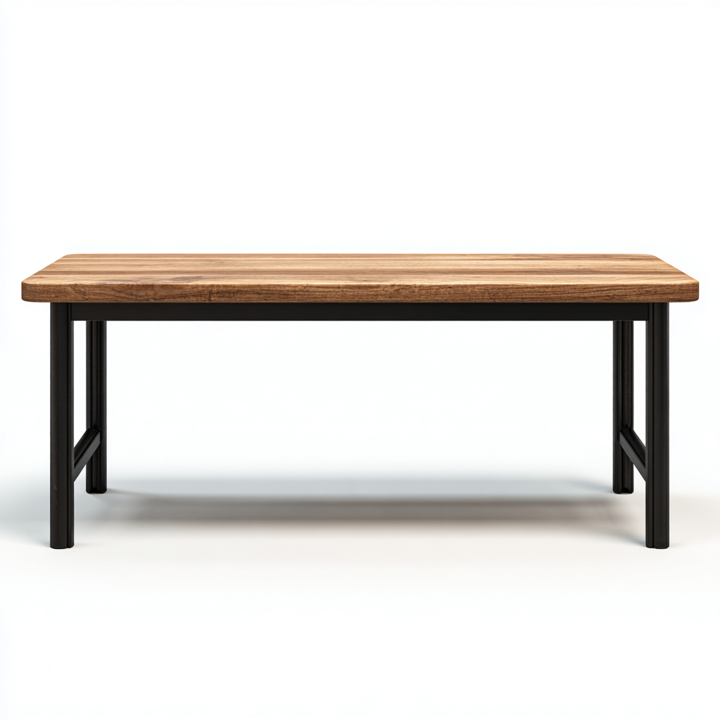Banc de jardin en bois et métal 165x38x45 cm - chêne moyen/noir - style industriel-Homelyio