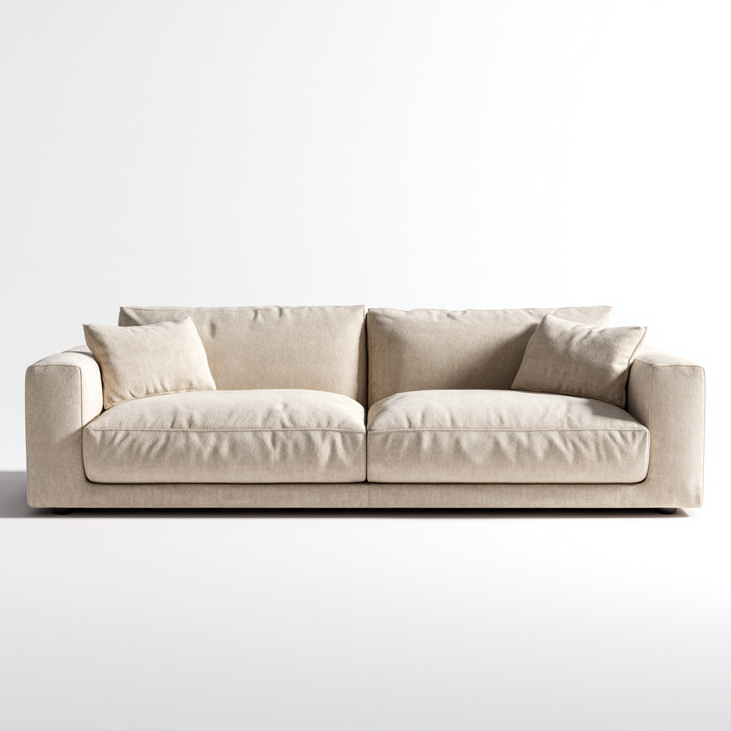 Canapé 3 places en tissu 215x95x84 cm - beige clair - style moderne pour salon-Homelyio