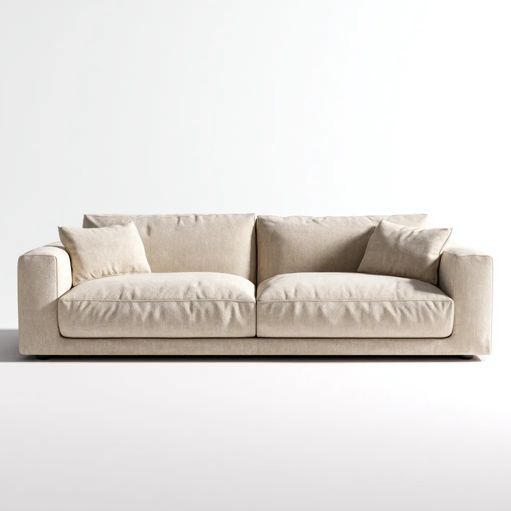Canapé 3 places en tissu 215x95x84 cm - beige clair - style moderne pour salon-Homelyio