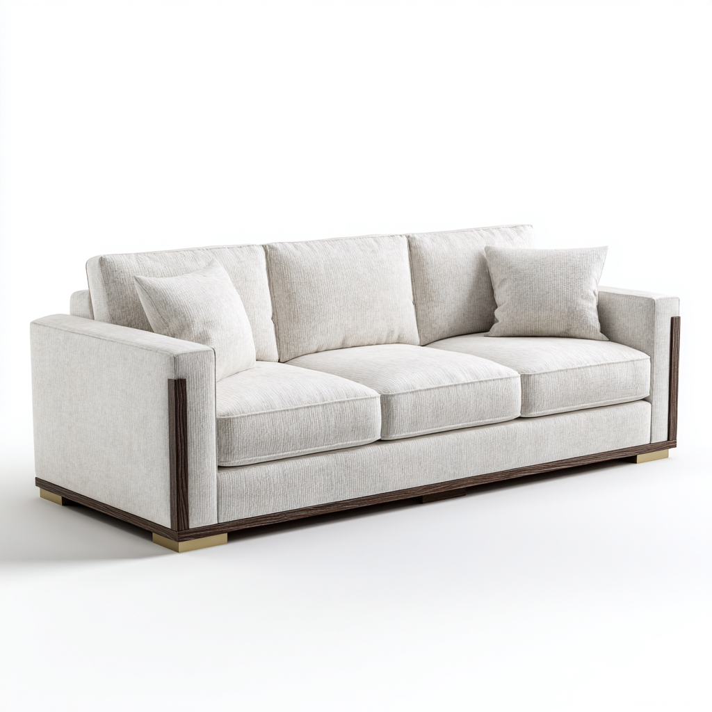 Canapé 3 places en tissu et bois 220x95x88 cm - gris clair - design contemporain pour salon-Homelyio