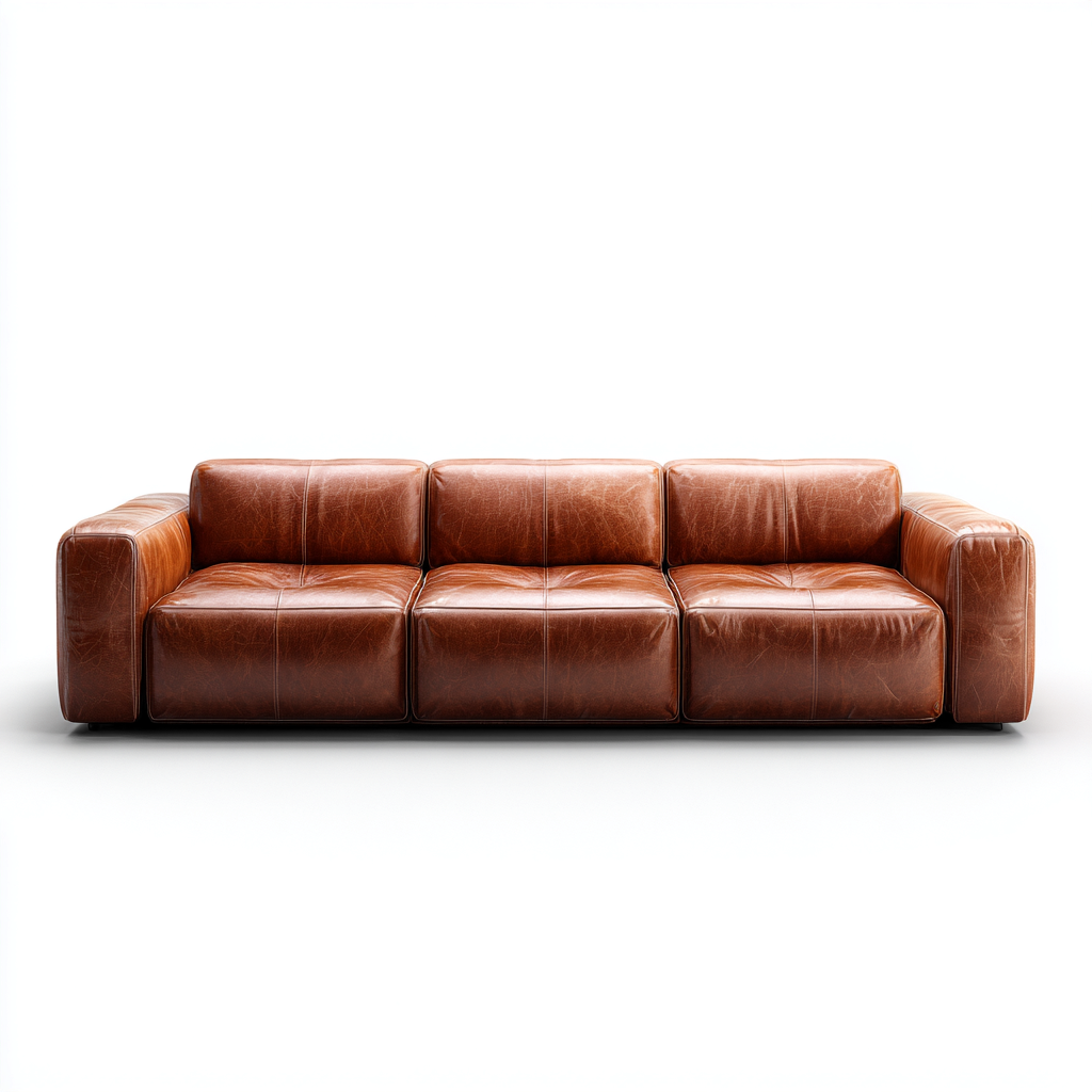 Canapé 3 places en cuir véritable 220x98x83 cm - brun - style moderne pour salon-Homelyio