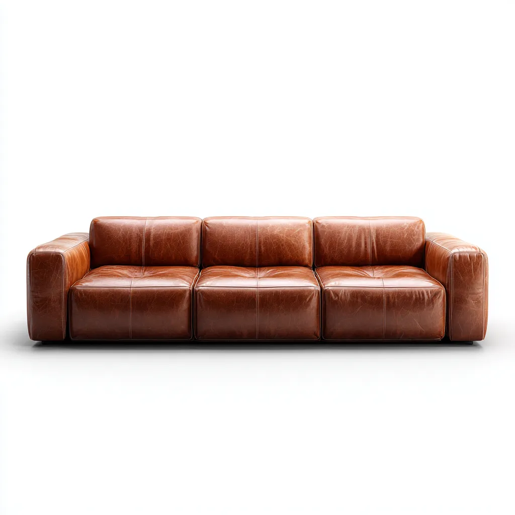 Canapé 3 places en cuir véritable 220x98x83 cm - brun - style moderne pour salon-Homelyio