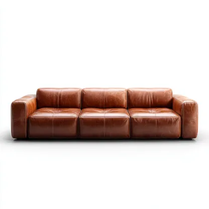 Canapé 3 places en cuir véritable 220x98x83 cm - brun - style moderne pour salon-Homelyio