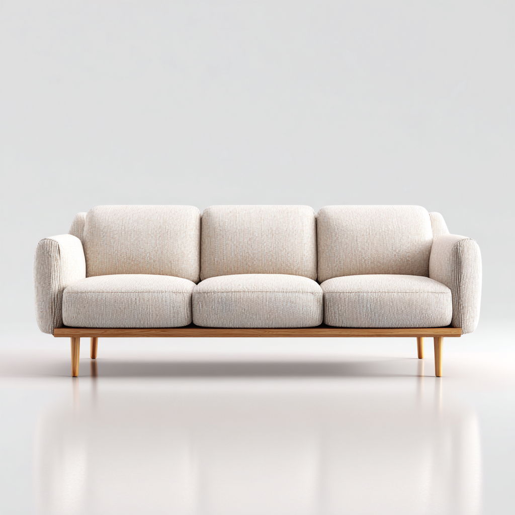 Canapé 3 places en tissu 210x90x85 cm - beige clair - style scandinave pour salon-Homelyio