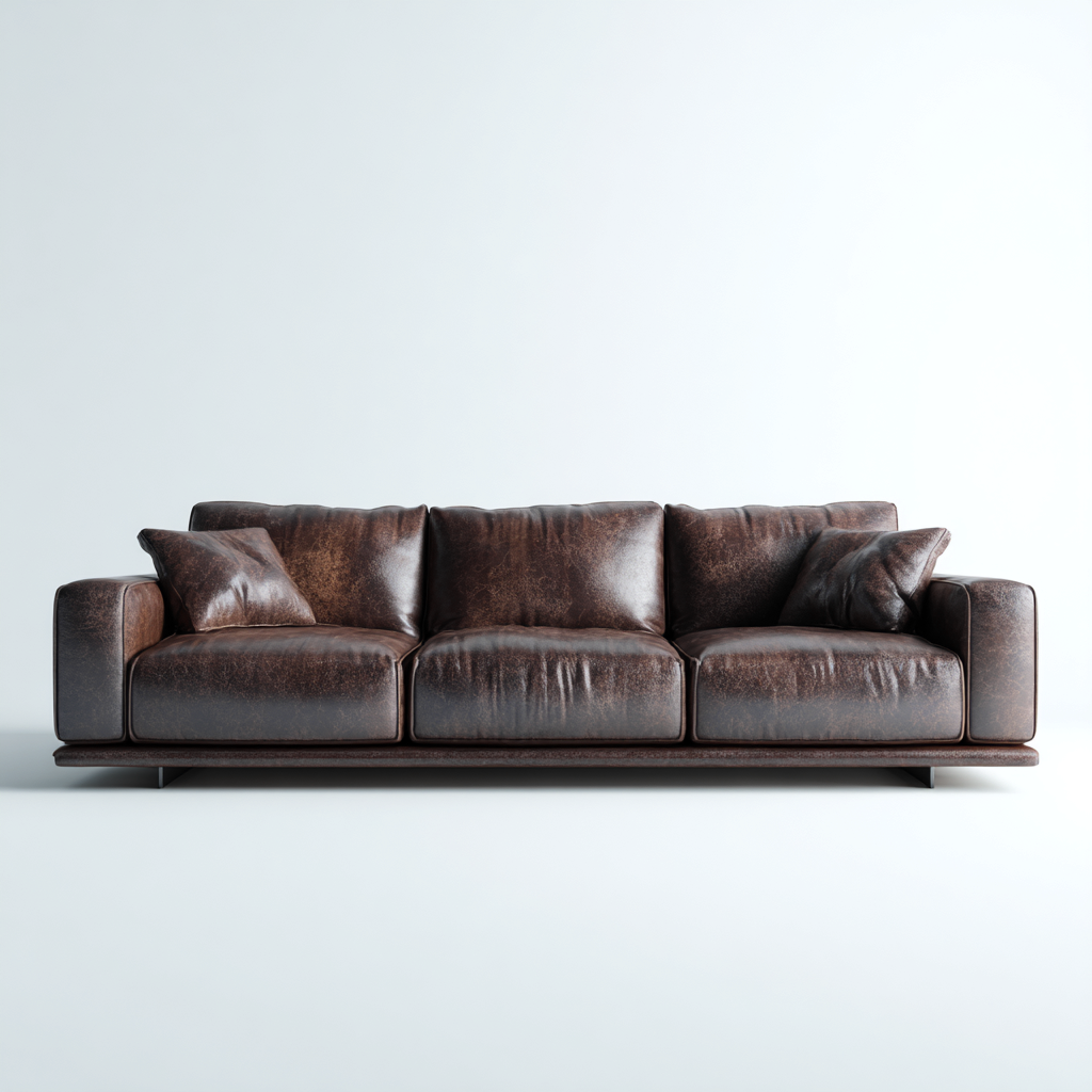 Canapé 3 places en cuir véritable 225x105x85 cm - brun foncé vieilli - style contemporain pour salon-Homelyio