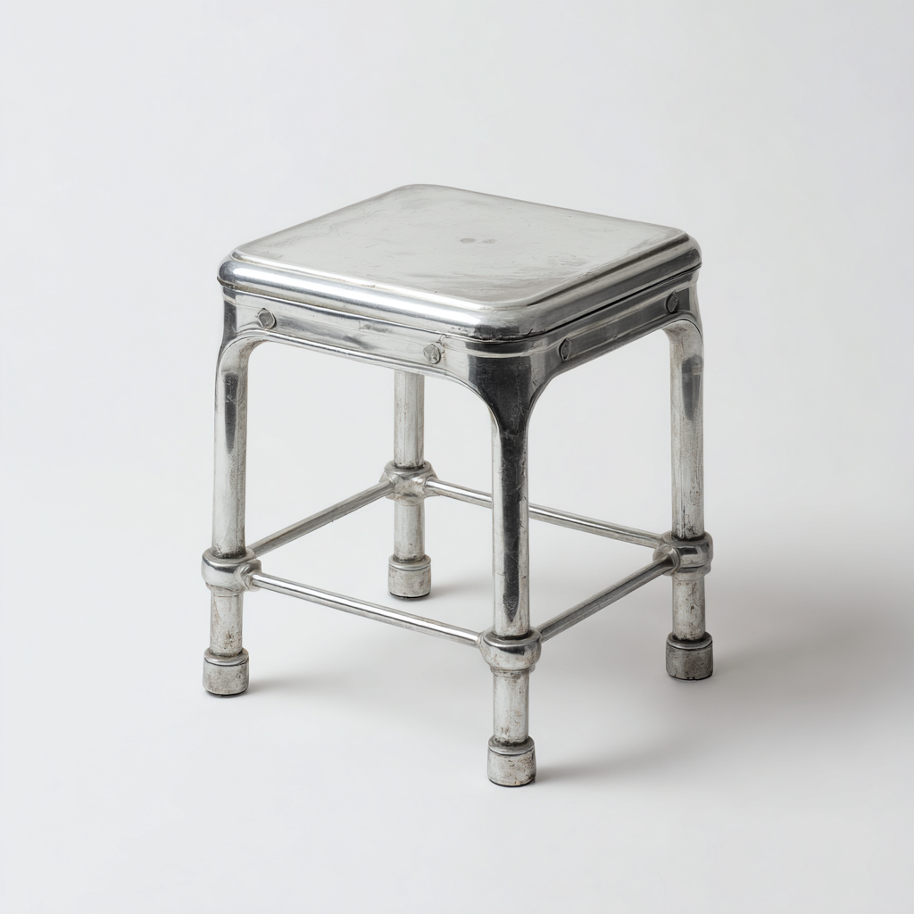 Tabouret en métal 35x35x45 cm - argent - design industriel pour salon-Homelyio