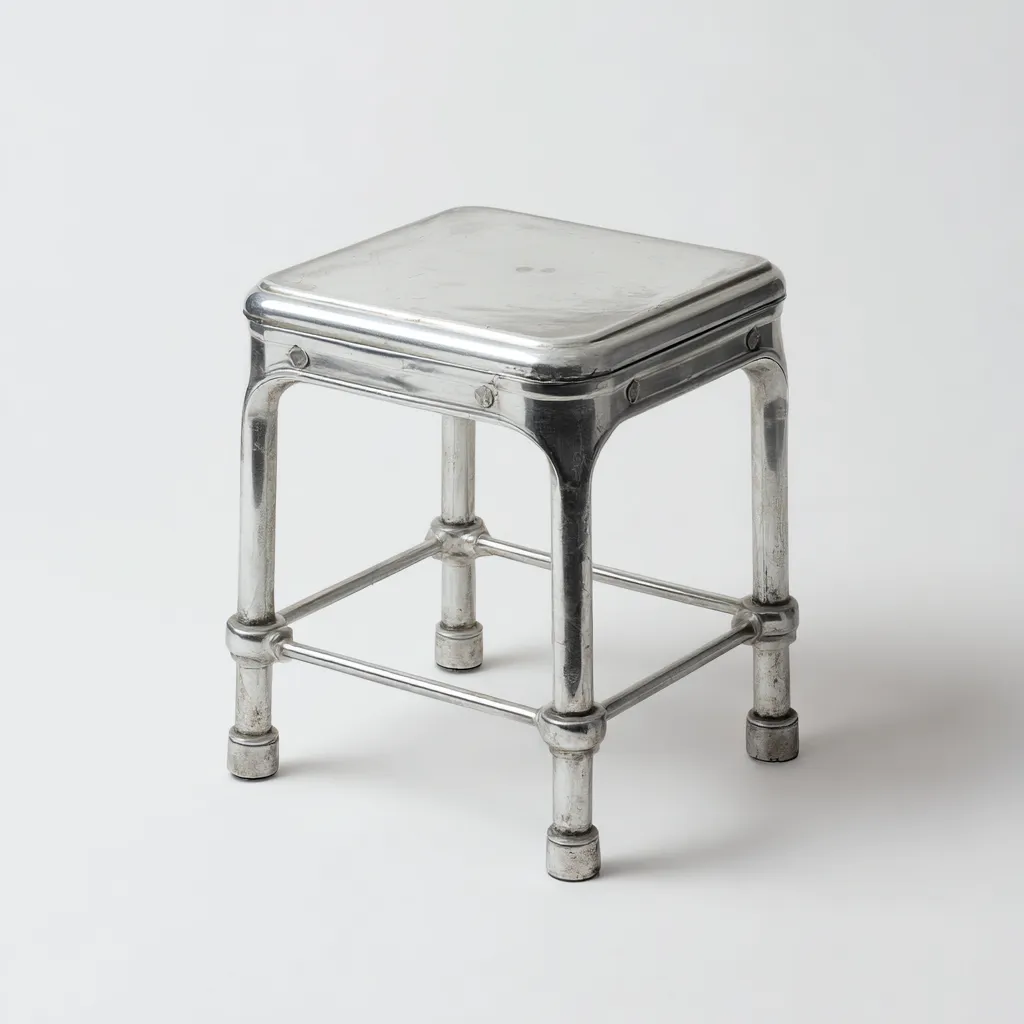 Tabouret en métal 35x35x45 cm - argent - design industriel pour salon-Homelyio