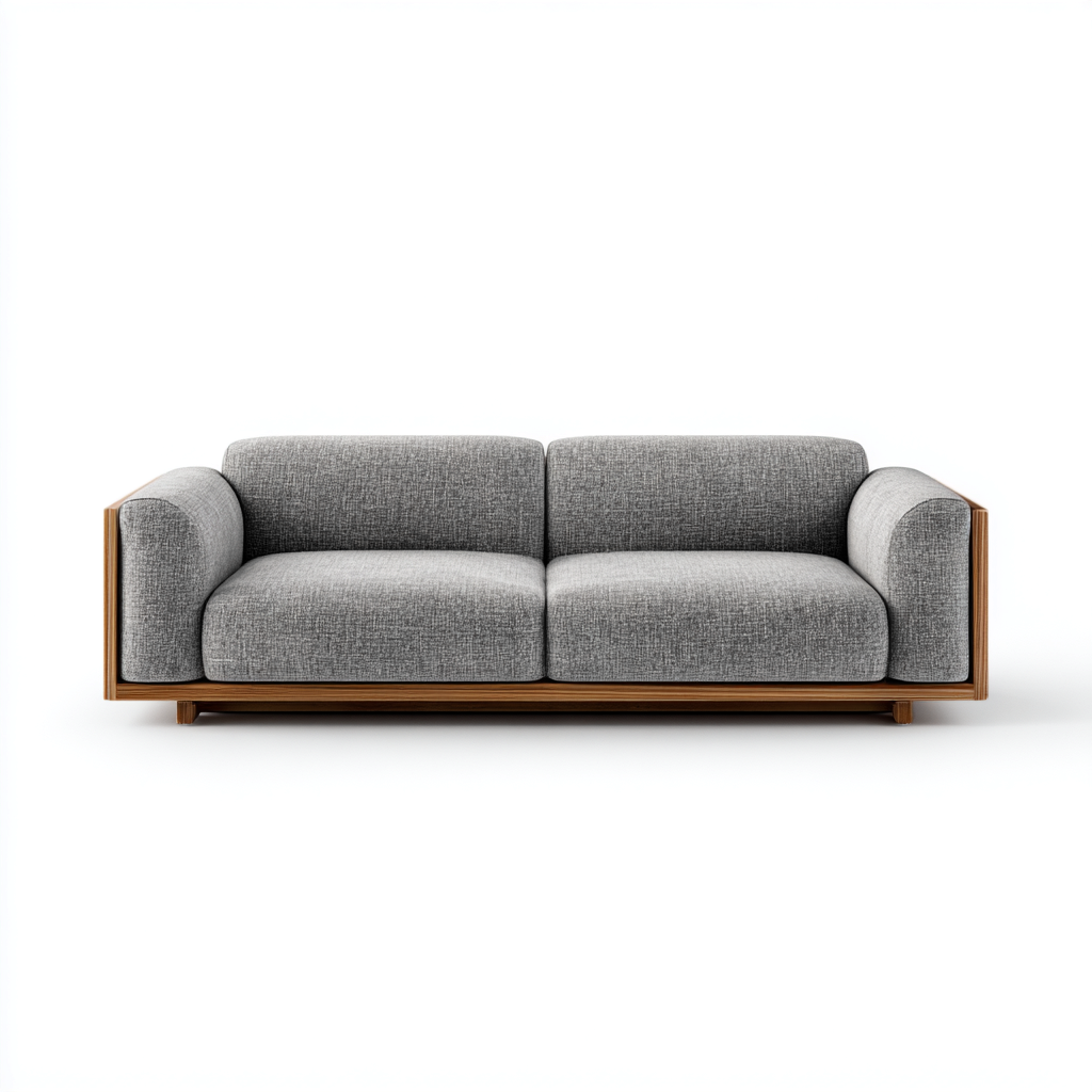 Canapé 3 places en tissu gris avec structure en bois 215x92x80 cm - style moderne pour salon-Homelyio