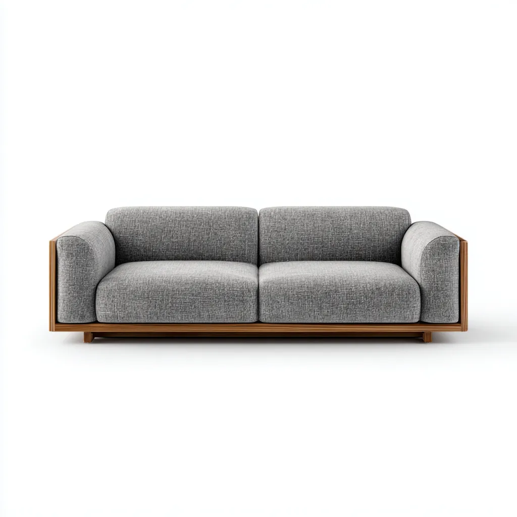 Canapé 3 places en tissu gris avec structure en bois 215x92x80 cm - style moderne pour salon-Homelyio