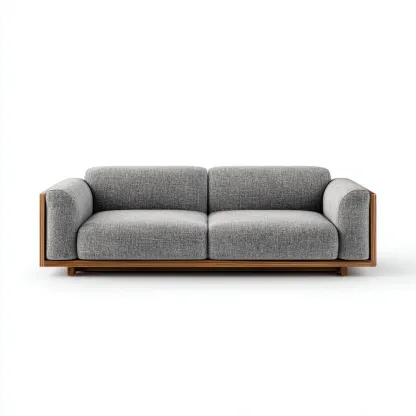 Canapé 3 places en tissu gris avec structure en bois 215x92x80 cm - style moderne pour salon-Homelyio