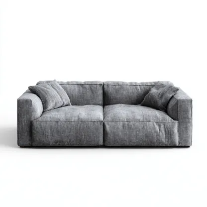 Canapé 2 places en tissu 175x95x80 cm - gris - pour salon - design moderne bas et confortable-Homelyio