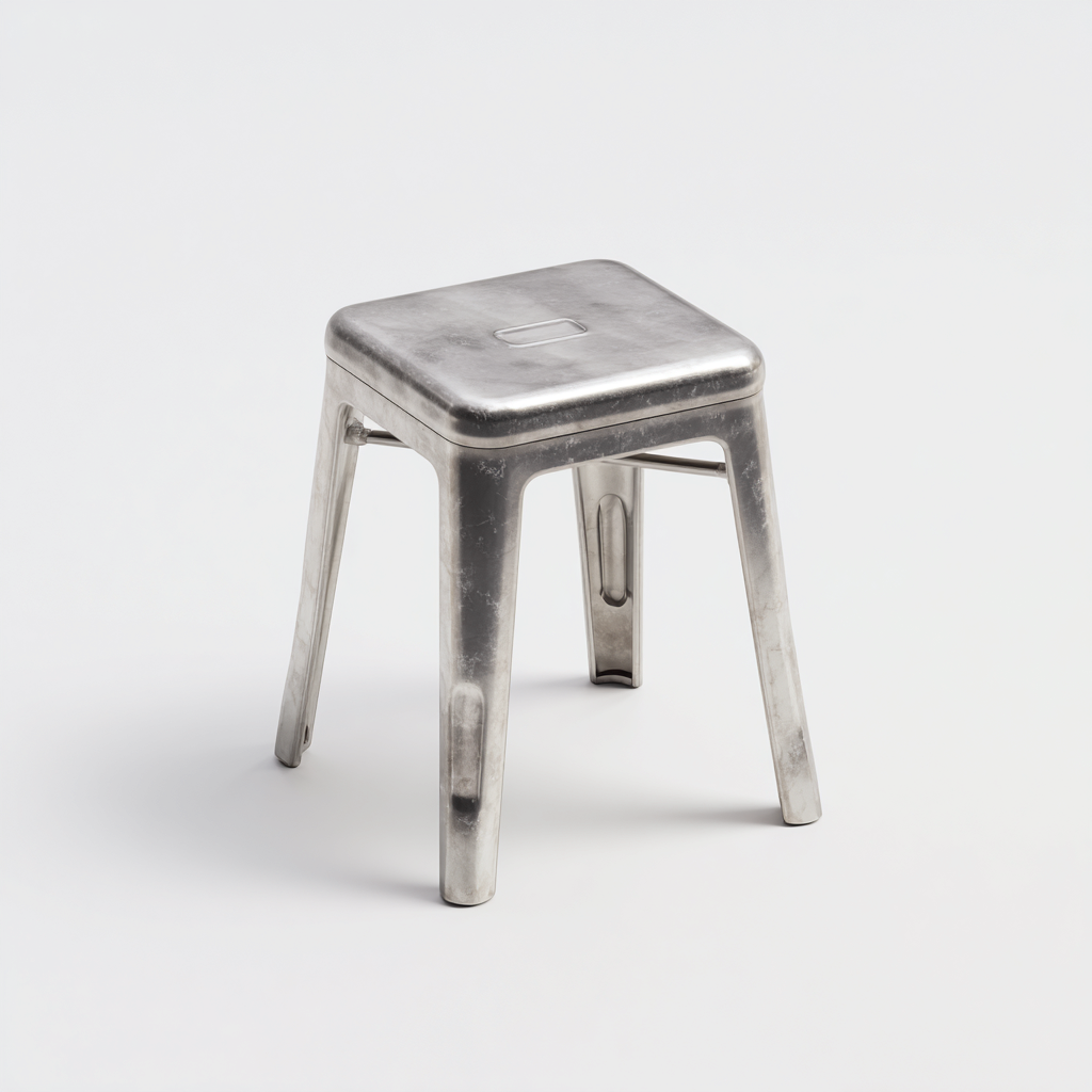 Tabouret en métal 37x37x45 cm - argent - style industriel pour salon-Homelyio