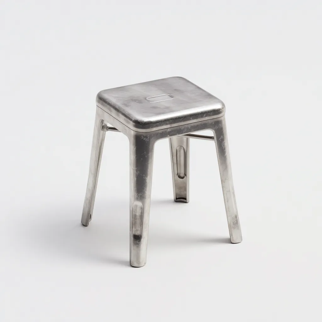 Tabouret en métal 37x37x45 cm - argent - style industriel pour salon-Homelyio