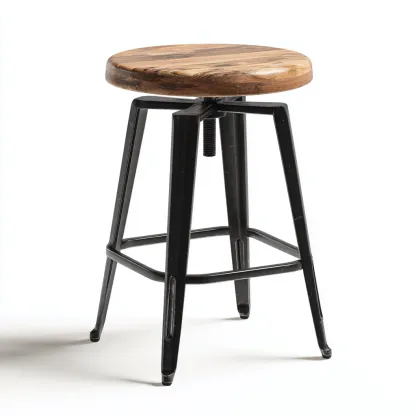 Tabouret en bois et métal 45x45x70 cm - chêne naturel/noir - style industriel-Homelyio