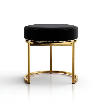 Tabouret en velours et métal 40x40x45 cm - noir/or - style contemporain-Homelyio