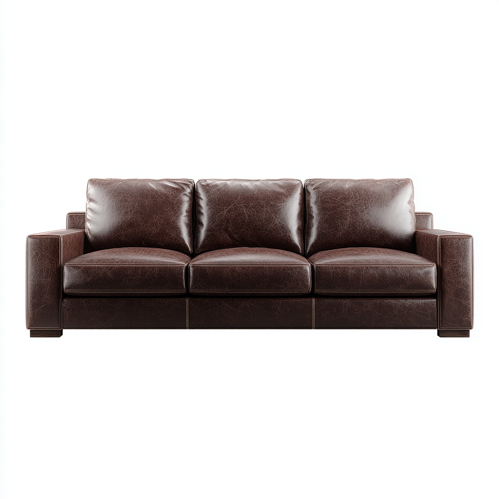 Canapé 3 places en cuir véritable 210x90x85 cm - brun foncé - pour salon - design moderne élégant-Homelyio
