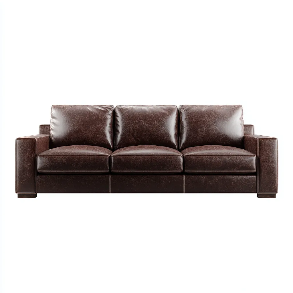 Canapé 3 places en cuir véritable 210x90x85 cm - brun foncé - pour salon - design moderne élégant-Homelyio