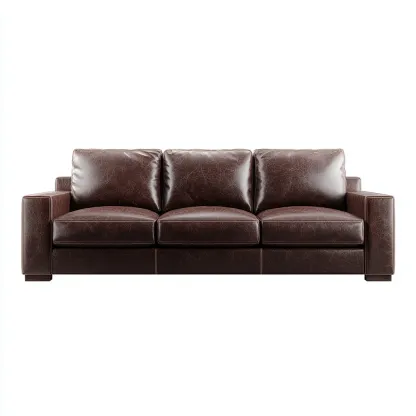 Canapé 3 places en cuir véritable 210x90x85 cm - brun foncé - pour salon - design moderne élégant-Homelyio