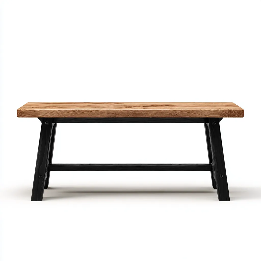 Banc de jardin en bois et métal 160x38x45 cm - chêne moyen/noir - style industriel-Homelyio
