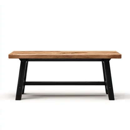 Banc de jardin en bois et métal 160x38x45 cm - chêne moyen/noir - style industriel-Homelyio