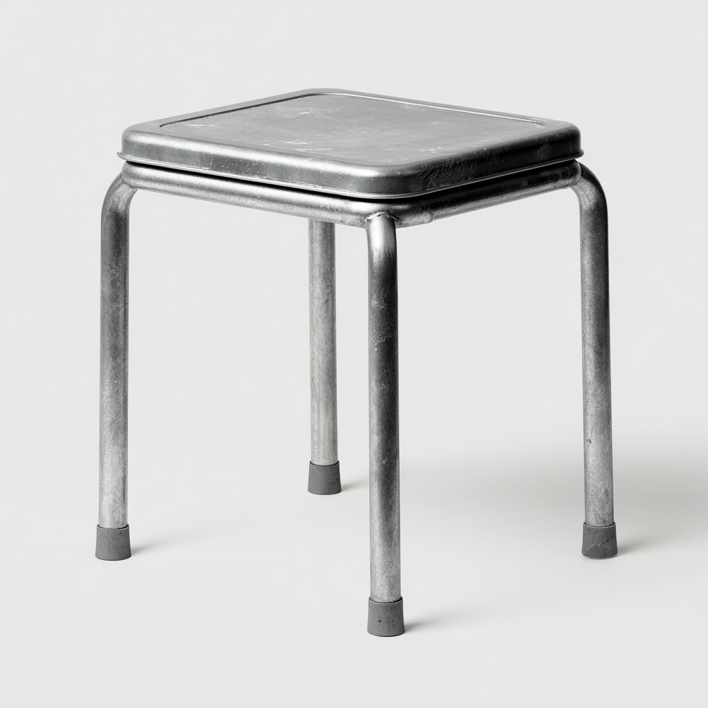 Tabouret en métal 37x37x44 cm - argent - style industriel pour salon-Homelyio
