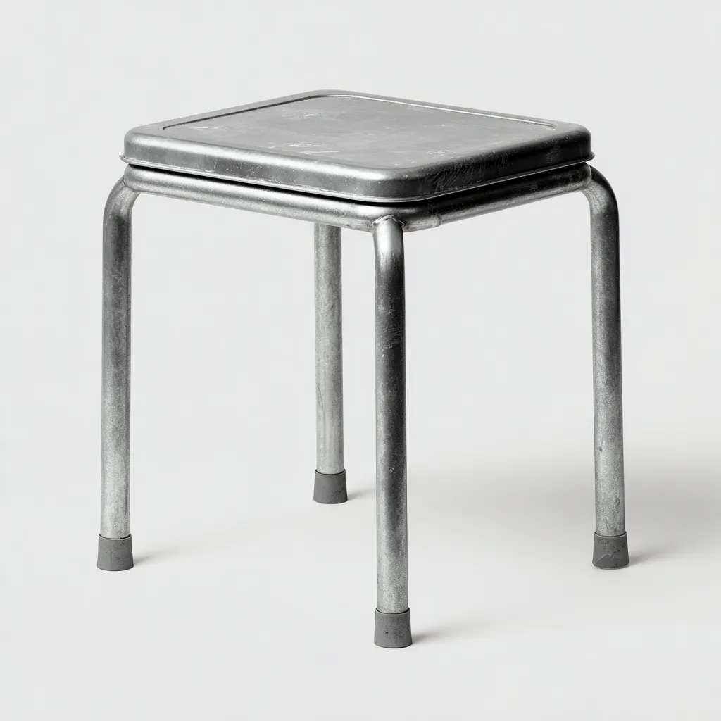 Tabouret en métal 37x37x44 cm - argent - style industriel pour salon-Homelyio