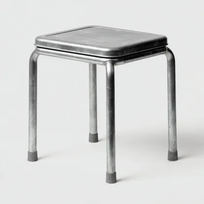 Tabouret en métal 37x37x44 cm - argent - style industriel pour salon-Homelyio