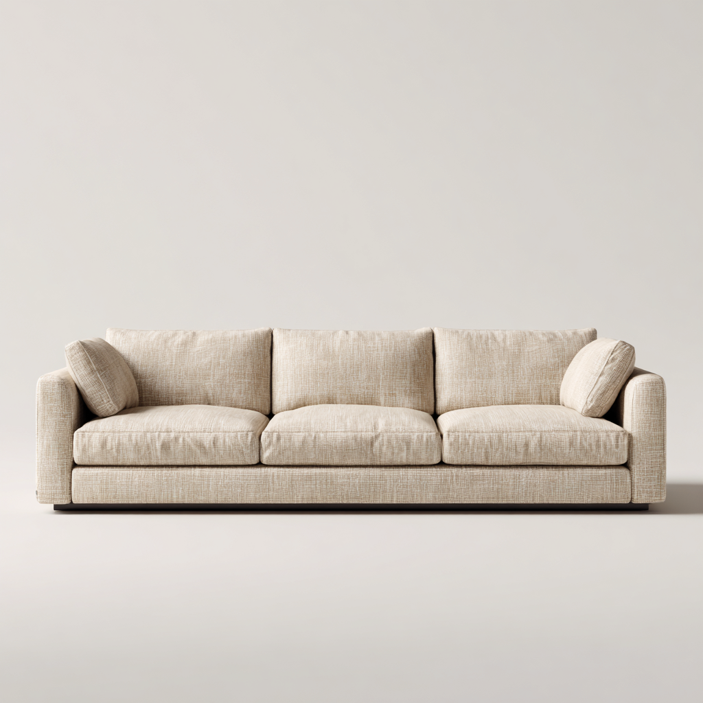 Canapé 3 places en tissu 225x95x86 cm - beige - assise profonde style moderne pour salon-Homelyio