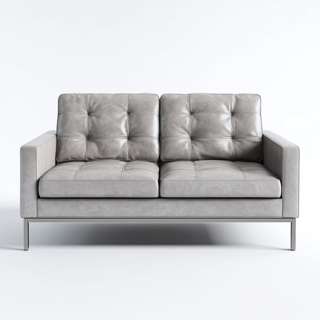 Canapé 2 places en cuir synthétique 165x88x84 cm - gris - design moderne pour salon-Homelyio