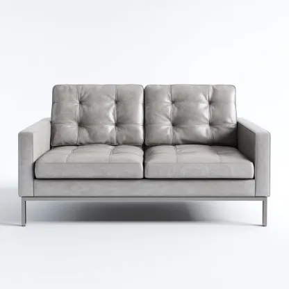 Canapé 2 places en cuir synthétique 165x88x84 cm - gris - design moderne pour salon-Homelyio