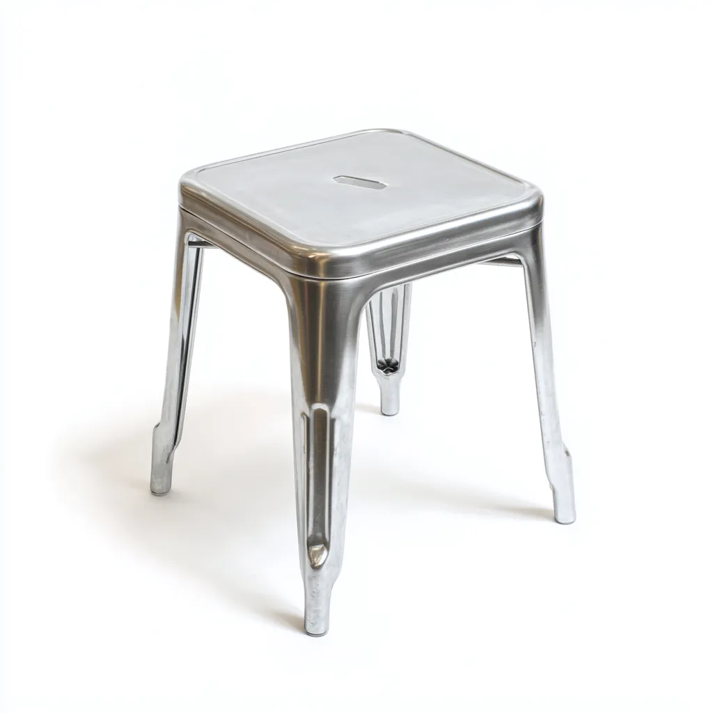 Tabouret en métal brossé 40x40x45 cm - argent - style industriel pour salon-Homelyio